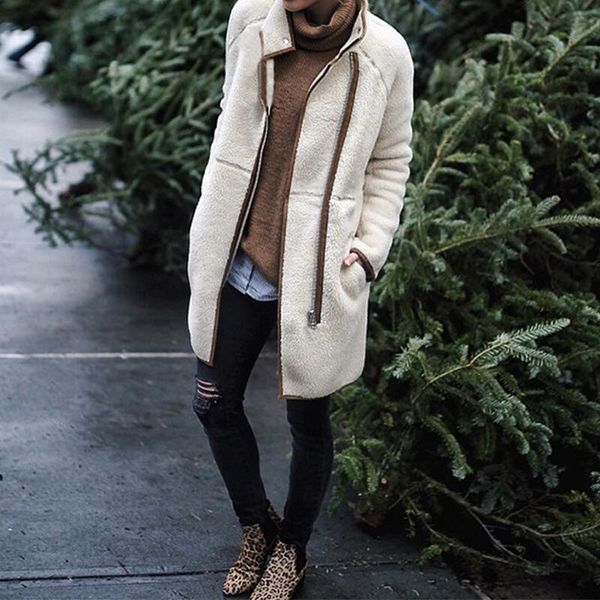 women's jackets fashion 2021 winter warm coat women turtleneck long sleeve solid fleeve christmas jacket casual plush fluffy faux fur o, Black;brown
women's jackets fashion 2021 winter warm coat women turtleneck long sleeve solid fleeve christmas jacket casual plush fluffy faux fur o, Black;brown