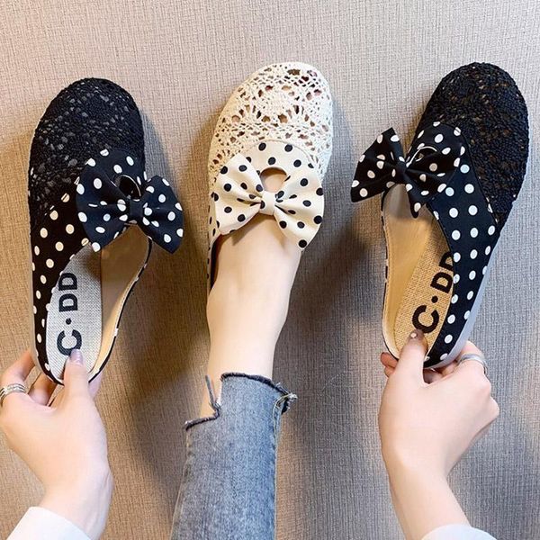 women bowtie slippers out side flax hollow outs slides slip on flat shoes woman dot lace round toe slipper female mules 8186g, Black
women bowtie slippers out side flax hollow outs slides slip on flat shoes woman dot lace round toe slipper female mules 8186g, Black
