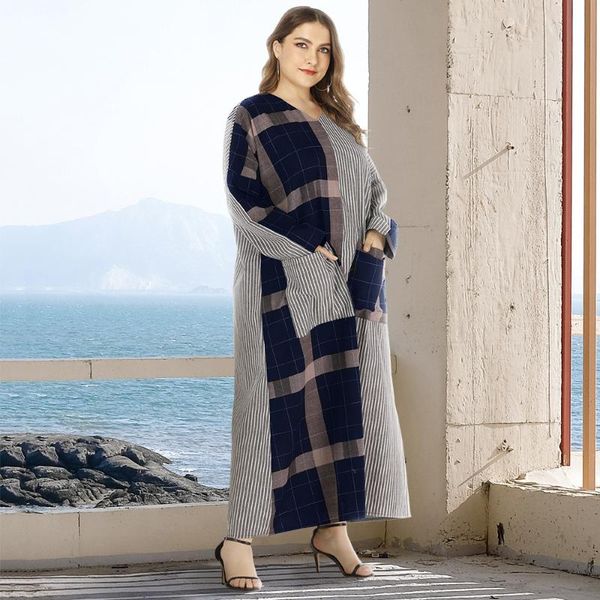 casual dresses women long sleeve striped geometric patchwork maxi dress 2021 autumn winter loose pocket wear to work arabic kaftan gowns, Black;gray
casual dresses women long sleeve striped geometric patchwork maxi dress 2021 autumn winter loose pocket wear to work arabic kaftan gowns, Black;gray