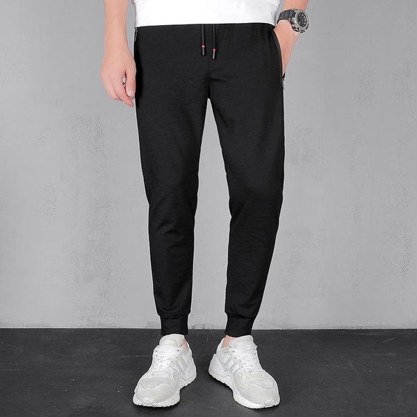 men's pants ropa hombre 2021 summer fashion thin ice silk casual trendy wild feet nine points joggers trousers, Black 
men's pants ropa hombre 2021 summer fashion thin ice silk casual trendy wild feet nine points joggers trousers, Black