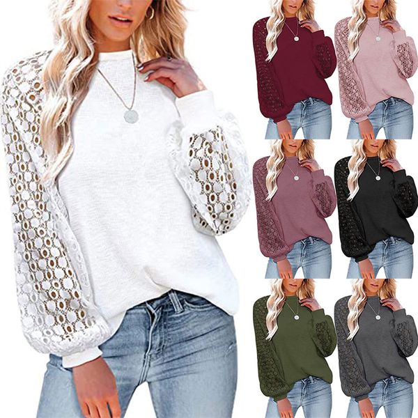 women apparel autumn winter base shirt t-shirt lace stitching ladies casual loose streetwear long sleeve round collar pullovers tees, White
women apparel autumn winter base shirt t-shirt lace stitching ladies casual loose streetwear long sleeve round collar pullovers tees, White