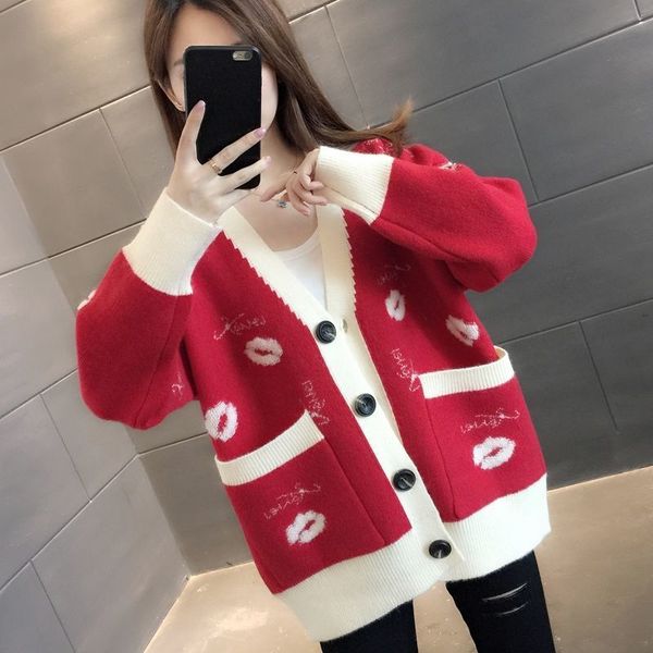 women's sweaters korean fashions autumn patchwork female sweater knitting four colours loose collar v manga long cardigan pocket women&, White;black
women's sweaters korean fashions autumn patchwork female sweater knitting four colours loose collar v manga long cardigan pocket women&, White;black