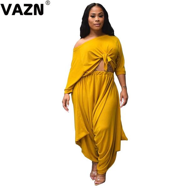 two piece dress vazn xyz3312 lazy casual high street young fashion solid full sleeve long loose pencil pants georgette women 2 set, White
two piece dress vazn xyz3312 lazy casual high street young fashion solid full sleeve long loose pencil pants georgette women 2 set, White