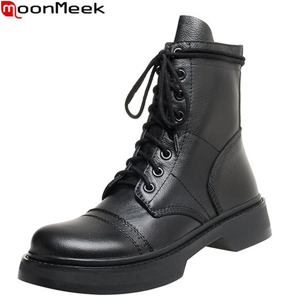 boots moonmeek 2021 arrival women square heels round toe lace up ankle autumn winter genuine leather, Black
boots moonmeek 2021 arrival women square heels round toe lace up ankle autumn winter genuine leather, Black
