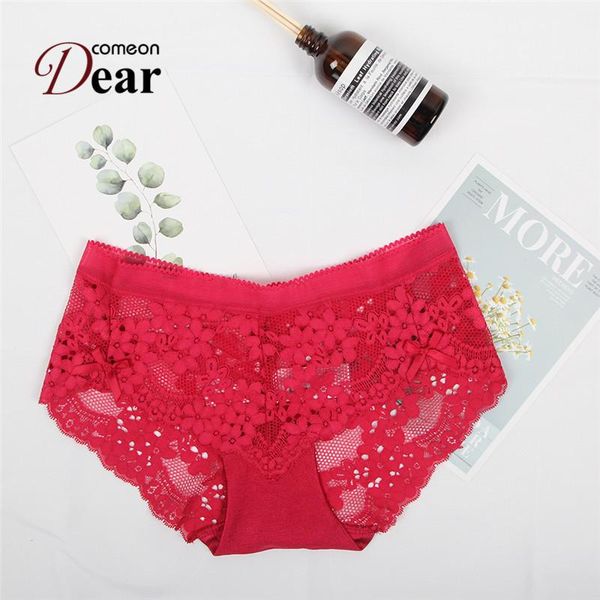 women's panties comeondear transparentes breathable solid color mid waist mujer lingerie floral lace big size pb5177, Black;pink
women's panties comeondear transparentes breathable solid color mid waist mujer lingerie floral lace big size pb5177, Black;pink