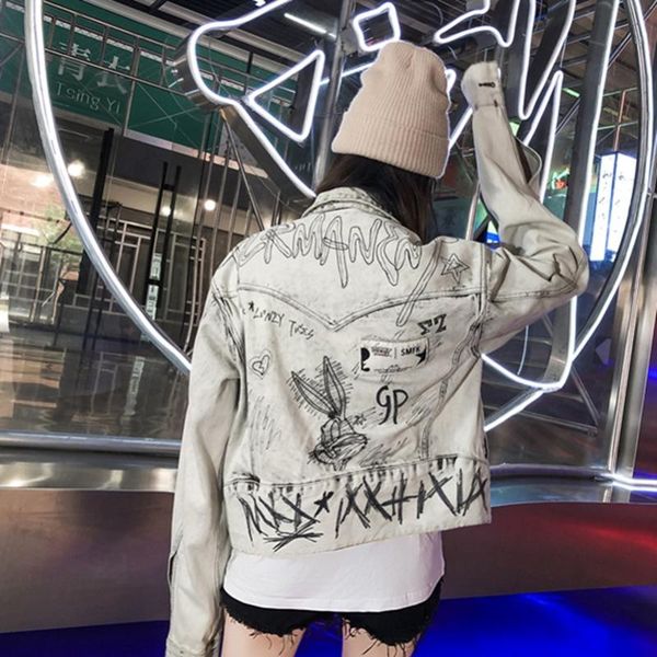 women's jackets sexemara fashion the letter graffiti washed wild denim jacket, Black;brown
women's jackets sexemara fashion the letter graffiti washed wild denim jacket, Black;brown
