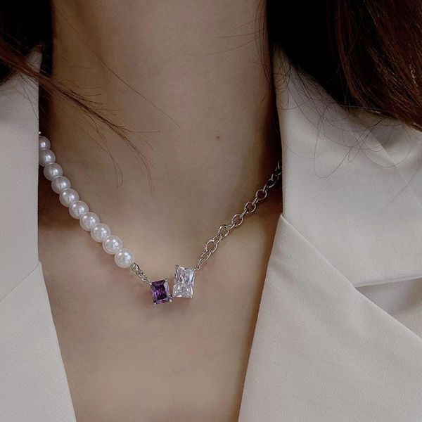 Chokers Titanium Steel Purple Rectangle Crystal Pearl Stitching Choker Necklace For Women HUANZHI 2021 Trendy Jewelry, Golden;silver
Chokers Titanium Steel Purple Rectangle Crystal Pearl Stitching Choker Necklace For Women HUANZHI 2021 Trendy Jewelry, Golden;silver