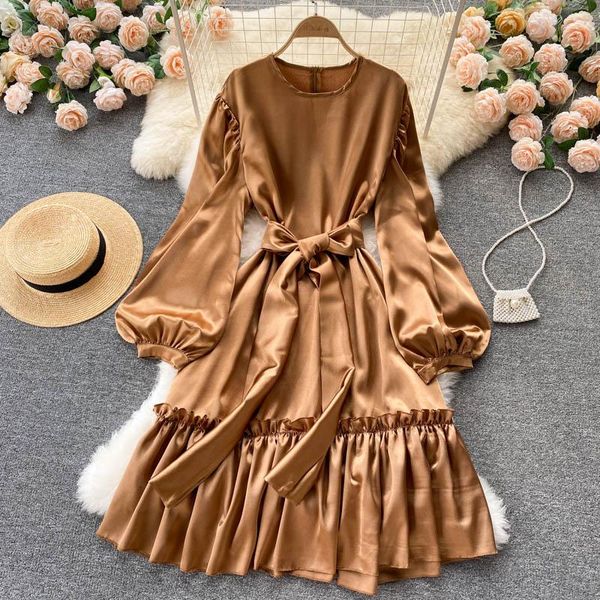 casual dresses singreiny women elegant french satin dress puff sleeve o neck sashes a-line autumn fashion streetwear ruffles midi, Black;gray
casual dresses singreiny women elegant french satin dress puff sleeve o neck sashes a-line autumn fashion streetwear ruffles midi, Black;gray