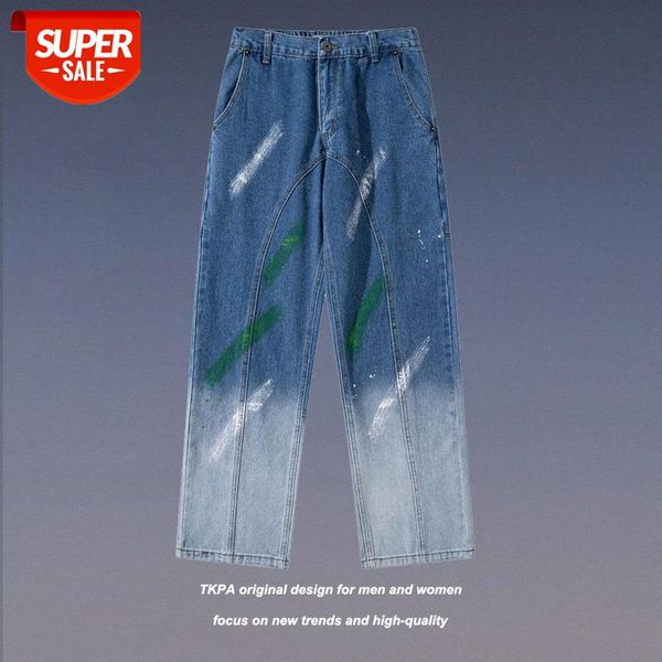 tkpa washed gray old tie-dye gradient spray paint embroidery wide-leg loose jeans male niche #tl2o, Blue
tkpa washed gray old tie-dye gradient spray paint embroidery wide-leg loose jeans male niche #tl2o, Blue
