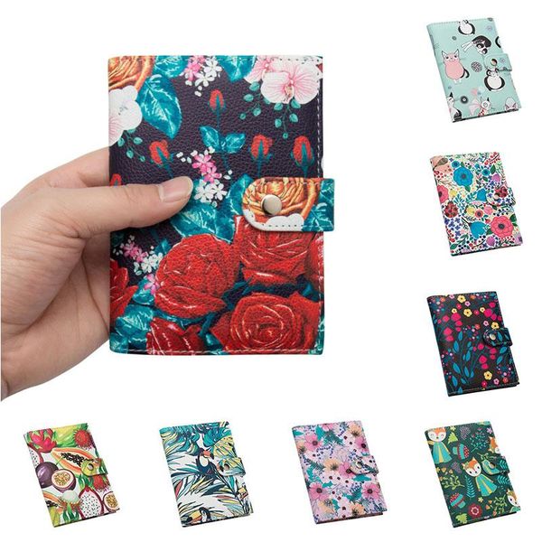 card holders womens pu leather flower printing passport cover buckle holder multi-card floral cartoon animal bag with clip, Brown;gray
card holders womens pu leather flower printing passport cover buckle holder multi-card floral cartoon animal bag with clip, Brown;gray