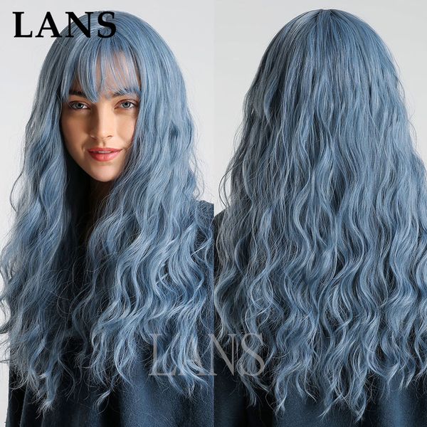 cosplay blue synthetic wig natural long silk wave hair wigs with bangs for women girl heat resistant fiber, Black
cosplay blue synthetic wig natural long silk wave hair wigs with bangs for women girl heat resistant fiber, Black