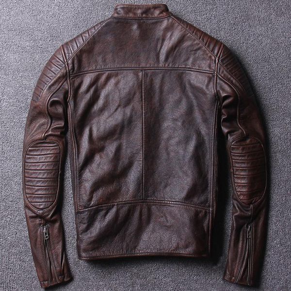 men's genuine halley leather jacket retro vintage red-brown cowhide coat stand collar slim short motorcycle clothing winter & faux, Black
men's genuine halley leather jacket retro vintage red-brown cowhide coat stand collar slim short motorcycle clothing winter & faux, Black