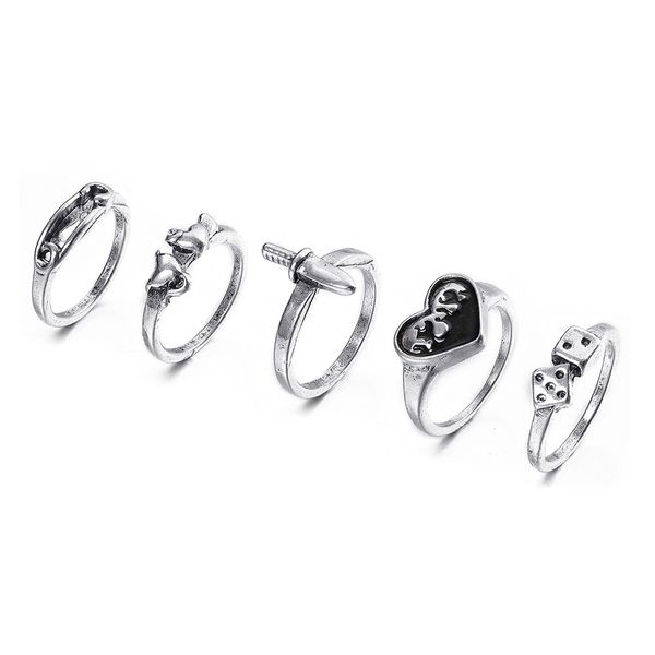 cluster rings alloy personality chain rings's set retro snake love ring 6 piece dice rings, Golden;silver
cluster rings alloy personality chain rings's set retro snake love ring 6 piece dice rings, Golden;silver