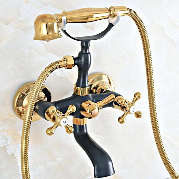 black gold color brass wall mount bathroom tub faucet dual cross handles telephone style hand shower clawfoot filler ana464 sets
black gold color brass wall mount bathroom tub faucet dual cross handles telephone style hand shower clawfoot filler ana464 sets