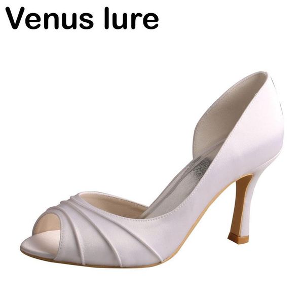 pleated upper white heels open toe summer court shoes for wedding dress, Black
pleated upper white heels open toe summer court shoes for wedding dress, Black