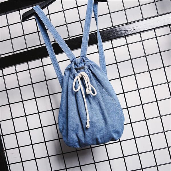 women denim backpacks drawstring school bags for teenagers girls shoulder bag fashion female casual travel rucksack
women denim backpacks drawstring school bags for teenagers girls shoulder bag fashion female casual travel rucksack