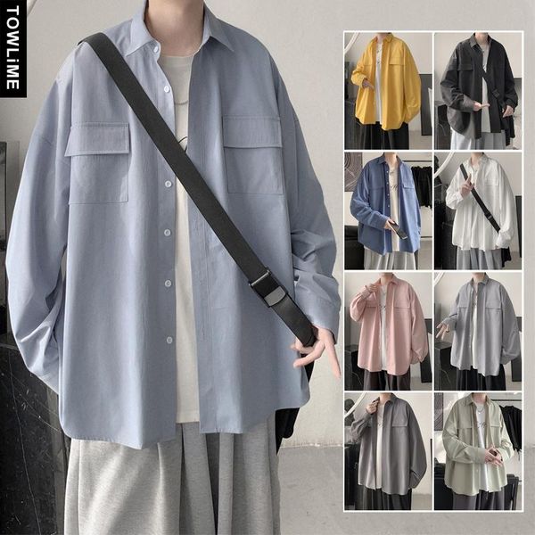 towlime harajuku solid long sleeve shirts for men pocket korean casual cargo vintage mens button up women loose men's, White;black
towlime harajuku solid long sleeve shirts for men pocket korean casual cargo vintage mens button up women loose men's, White;black