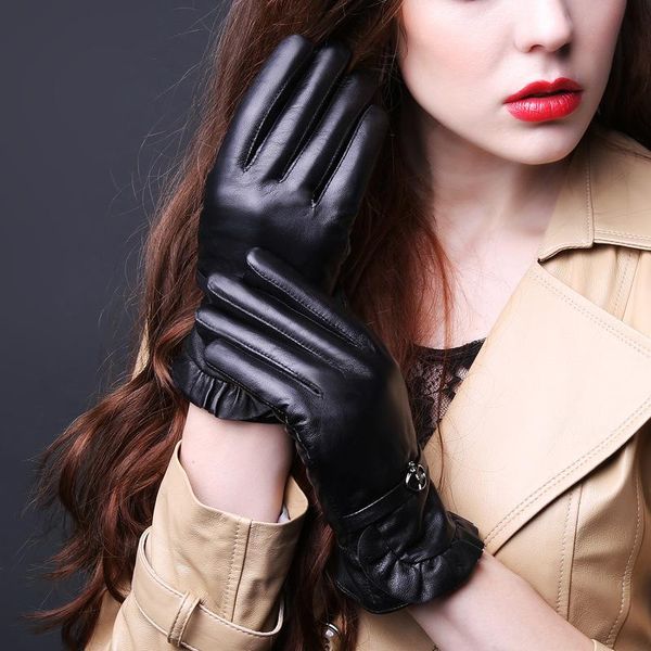 fingerless gloves elegant women genuine lambskin leather autumn and winter plus velvet thermal, Blue;gray
fingerless gloves elegant women genuine lambskin leather autumn and winter plus velvet thermal, Blue;gray