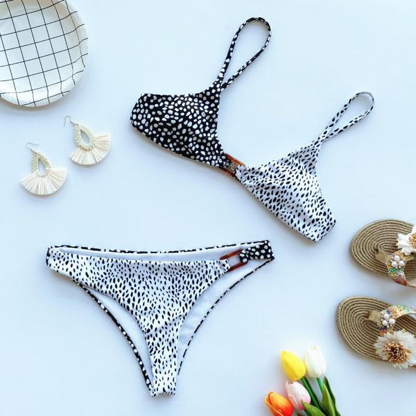women's swimwear summer bikini 2021 wave dot printing stitching swimsuit ladies suit swimming beachwear, White;black
women's swimwear summer bikini 2021 wave dot printing stitching swimsuit ladies suit swimming beachwear, White;black