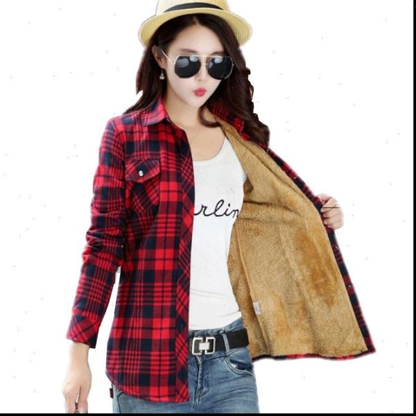 fashion velvet thick warm women shirt plaid long sleeve flannel xxl size winter add wool check blouses, White
fashion velvet thick warm women shirt plaid long sleeve flannel xxl size winter add wool check blouses, White