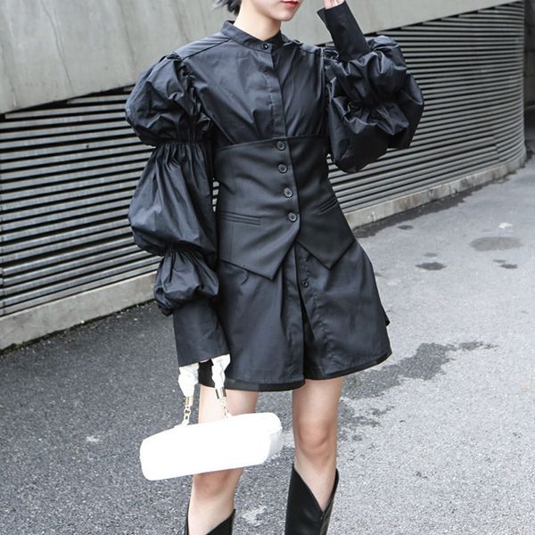 sweaters Msxu female spring retro style puff sleeve layer released mid-length shirt, White;black
sweaters Msxu female spring retro style puff sleeve layer released mid-length shirt, White;black