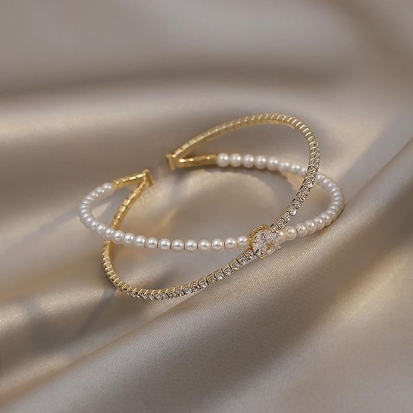 bangle lovelink luxury zircon pearls cross elegant temperament gold color metal for women jewelry gift, Black
bangle lovelink luxury zircon pearls cross elegant temperament gold color metal for women jewelry gift, Black