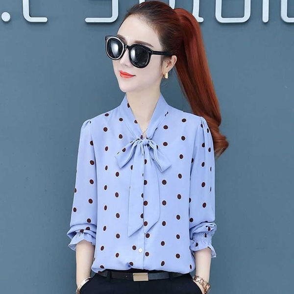 spring polka dot print chiffon blouse lace-up bow office elegant shirts long sleeve v-neck blusas mujer df2614 210609, White
spring polka dot print chiffon blouse lace-up bow office elegant shirts long sleeve v-neck blusas mujer df2614 210609, White