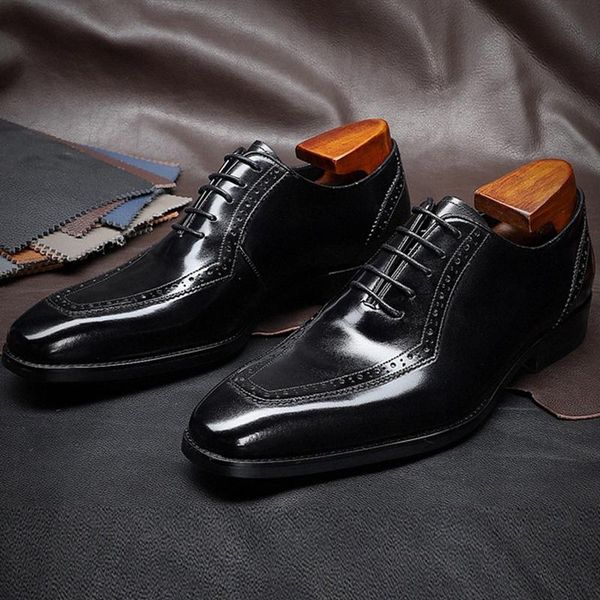 dress shoes genuine leather formal medallion brogues square toe laces men's wedding party oxfords for bridal sg202, Black
dress shoes genuine leather formal medallion brogues square toe laces men's wedding party oxfords for bridal sg202, Black