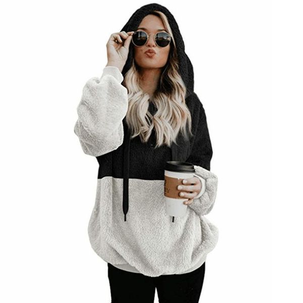 women's hoodies & sweatshirts fashion color blocking hooded stitched long sleeve zipper plush sweater winter fleece hoody pocket sweat, Black
women's hoodies & sweatshirts fashion color blocking hooded stitched long sleeve zipper plush sweater winter fleece hoody pocket sweat, Black
