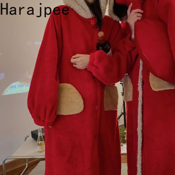 women's sleepwear harajpee women pajamas 2021 winter japanese sweet temperament kawaii style cute pure color hooded thickened flannel n, Black;red
women's sleepwear harajpee women pajamas 2021 winter japanese sweet temperament kawaii style cute pure color hooded thickened flannel n, Black;red