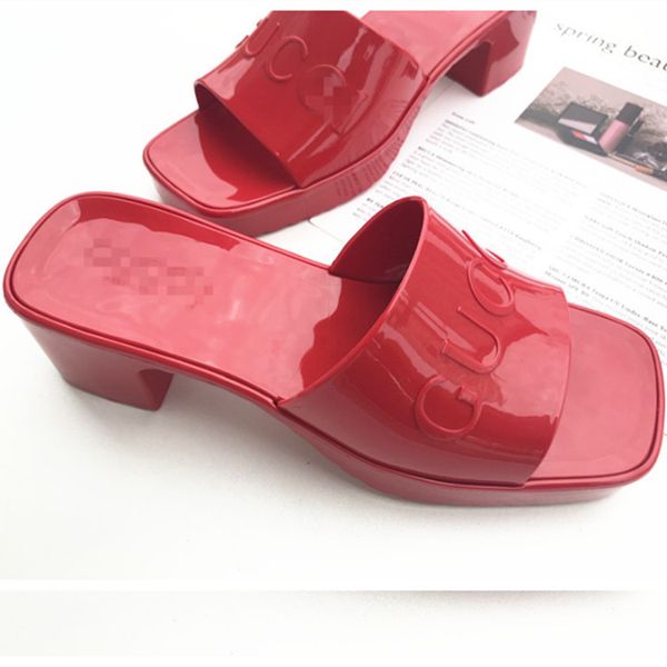 2021 g new thick heeled women's slippers fashion square head women's shoes open toe women's high heels ysj, Black