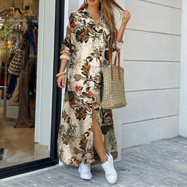 fashion long sleeve flowers womens dress leopard camo print split hem maxi shirt, Black;gray
fashion long sleeve flowers womens dress leopard camo print split hem maxi shirt, Black;gray