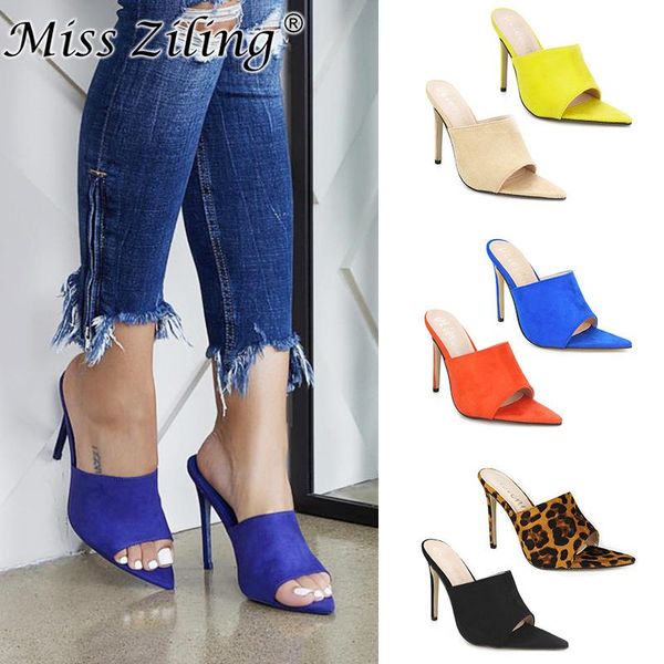 slippers 2021summer style women leopard high heels mules pointed toe slides female thin outdoor slippersa518, Black 
slippers 2021summer style women leopard high heels mules pointed toe slides female thin outdoor slippersa518, Black