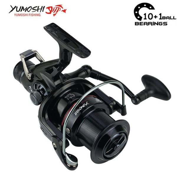 baitcasting reels yumoshi spinning fishing reel 10+1bb ball bearings 5.5:1 left / right handle metal spool carp wheel