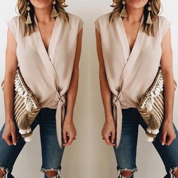 elegant summer women blouses fashion v-neck side bow party female sleeveless shirts women's &, White
elegant summer women blouses fashion v-neck side bow party female sleeveless shirts women's &, White
