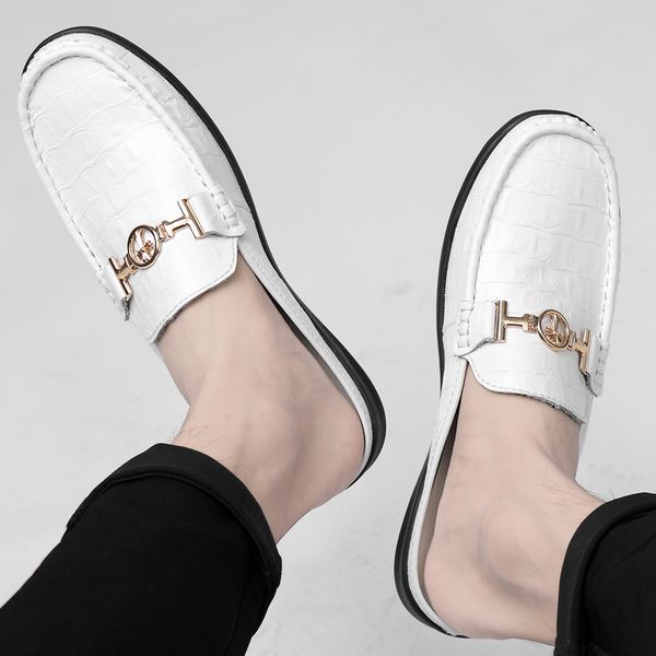 luxury half shoes for men summer loafers fashion casual slipon driving shoes men leather breathable slippers soft flats, Black
luxury half shoes for men summer loafers fashion casual slipon driving shoes men leather breathable slippers soft flats, Black