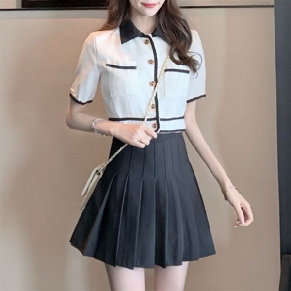 korean student girls school two piece set women crop + mini pleated skirts sets all-match outfits japanese style suits 210514, White
korean student girls school two piece set women crop + mini pleated skirts sets all-match outfits japanese style suits 210514, White