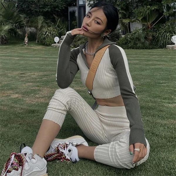 women's two piece pants suit zipper high waist knit + threaded casual set woman 2 pieces, White
women's two piece pants suit zipper high waist knit + threaded casual set woman 2 pieces, White