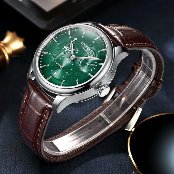 wristwatches 40mm men's watch power reserve stainless steel leather automatic mechanical waterproof brand, Slivery;brown
wristwatches 40mm men's watch power reserve stainless steel leather automatic mechanical waterproof brand, Slivery;brown
