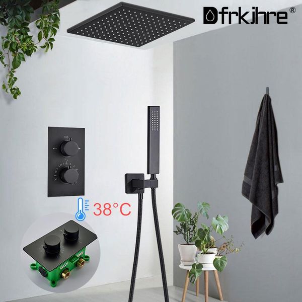 thermostatic concealed matte black rainfall shower faucet bathroom ceiling wall mount set dual handle brass mixer tap sets
thermostatic concealed matte black rainfall shower faucet bathroom ceiling wall mount set dual handle brass mixer tap sets