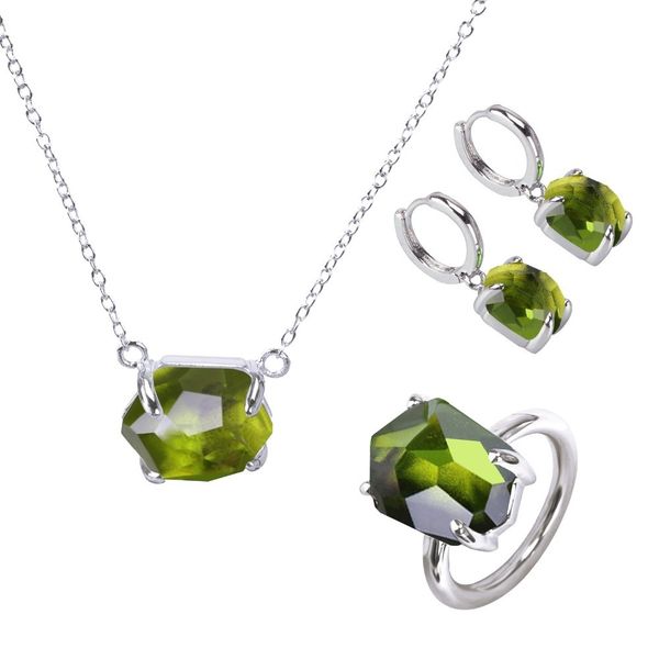 kayfany 2021 irregular wedding necklace-earrings-ring green crystal plated platinum jewelry set for women girlfriends gift, Silver
kayfany 2021 irregular wedding necklace-earrings-ring green crystal plated platinum jewelry set for women girlfriends gift, Silver