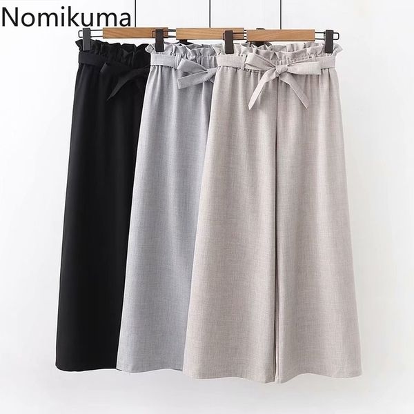 nomikuma sash lace up wide leg trousers high waist ankle length pants women casual fashion loose pantalones ropa mujer 3c395 210514, Black;white
nomikuma sash lace up wide leg trousers high waist ankle length pants women casual fashion loose pantalones ropa mujer 3c395 210514, Black;white