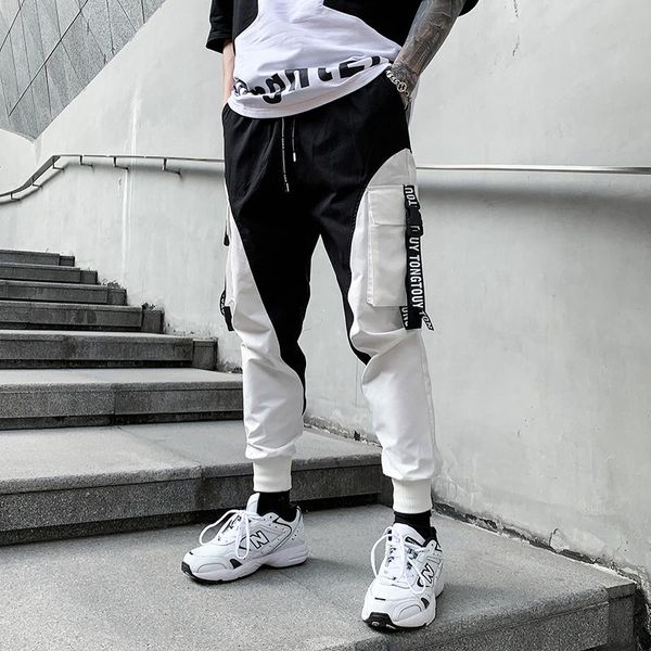 men's pants streetwear ribbons joggers men 2021 mens harem hip hop summer casual patchwork sweatpants ankle-length trousers, Black
men's pants streetwear ribbons joggers men 2021 mens harem hip hop summer casual patchwork sweatpants ankle-length trousers, Black