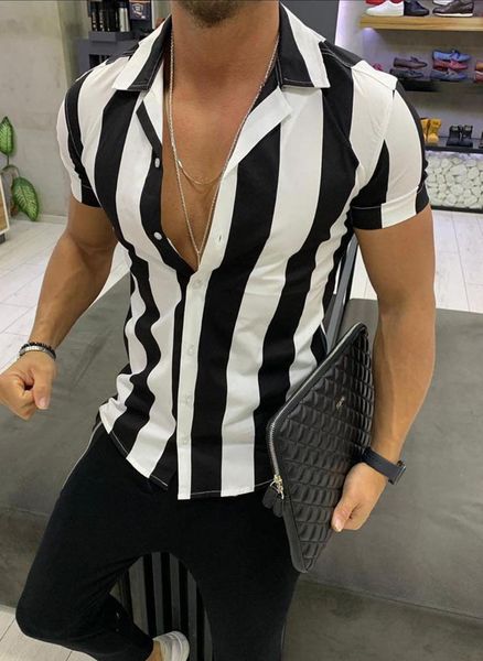 2019 summer men's shirt short sleeve mercerized cotton stripe color matching slim fit shirt men's short sleeve, White;black
2019 summer men's shirt short sleeve mercerized cotton stripe color matching slim fit shirt men's short sleeve, White;black