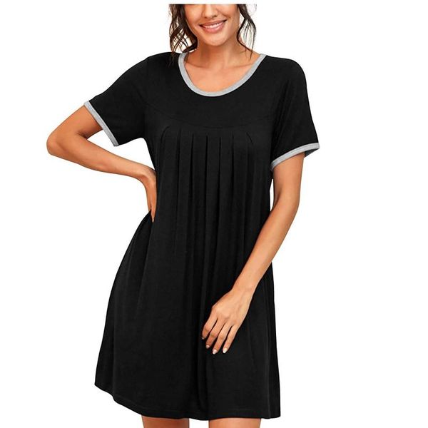 women's sleepwear short sleeve nightgown women pleated nightshirt scoopneck soft sleepshirt casual loose hem loungewear stretchy comfor, Black;red
women's sleepwear short sleeve nightgown women pleated nightshirt scoopneck soft sleepshirt casual loose hem loungewear stretchy comfor, Black;red