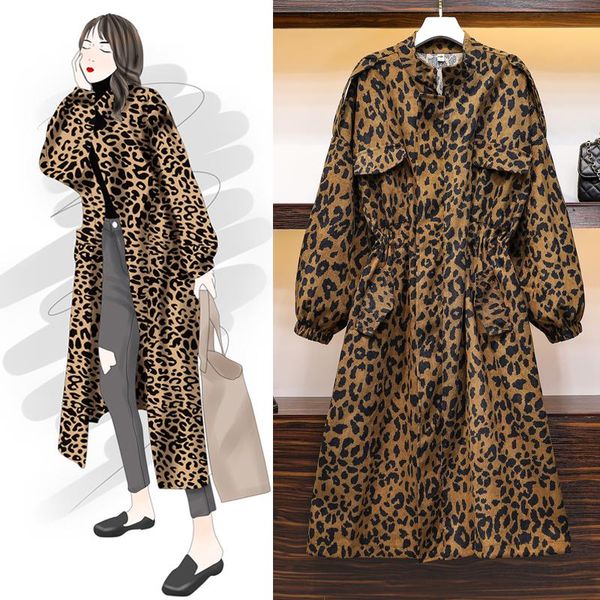 women's trench coats l-4xl wome spring autumn leopard long coat raincoat elastic high waist corduroy windbreaker zipper cloak, Tan;black
women's trench coats l-4xl wome spring autumn leopard long coat raincoat elastic high waist corduroy windbreaker zipper cloak, Tan;black