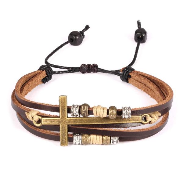 tennis roman cross men's beaded leather bracelet fashion night market, Golden;silver
tennis roman cross men's beaded leather bracelet fashion night market, Golden;silver