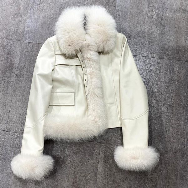 women's fur & faux real leather jackets for women winter with natural collar trim and cuff fashion genuine sheepskin coats, Black
women's fur & faux real leather jackets for women winter with natural collar trim and cuff fashion genuine sheepskin coats, Black