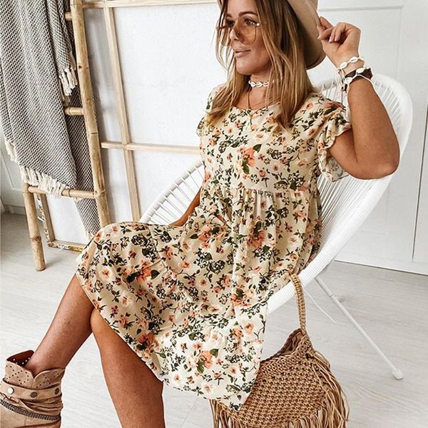 summer women's casual floral print dress 2021 boho short sleeve woman fashion female loose ruffles mini dresses for robe femme, Black;gray
summer women's casual floral print dress 2021 boho short sleeve woman fashion female loose ruffles mini dresses for robe femme, Black;gray