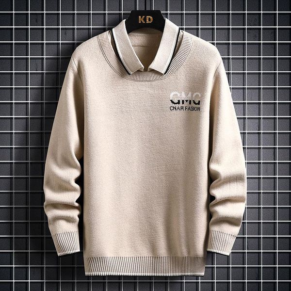 men's sweaters 2021 winter high-quality fake two-piece thick warm sweater fashion cashmere casual pullover top, White;black
men's sweaters 2021 winter high-quality fake two-piece thick warm sweater fashion cashmere casual pullover top, White;black